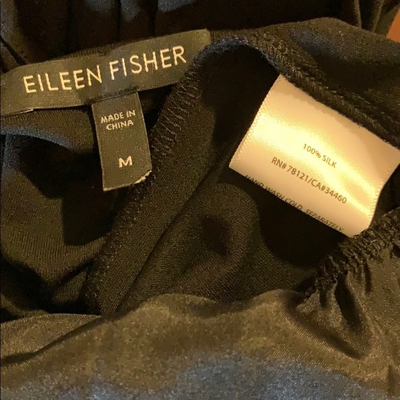 Eileen Fisher Black Slvls 100% Silk Ruffled Dress - Picture 8 of 8
